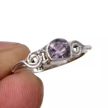 Natural Pink Amethyst Gemstone Handmade 925 Sterling Silver Gift Ring S.7 R1y77