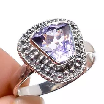 Natural Pink Amethyst Gemstone Handmade 925 Sterling Silver Gift Ring S.6 r6R09