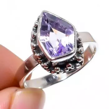 Natural Pink Amethyst Gemstone Handmade 925 Sterling Silver Gift Ring S.8 L9U93