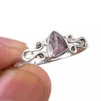 Natural Pink Amethyst Gemstone Handmade 925 Sterling Silver Gift Ring S.10 l4L18
