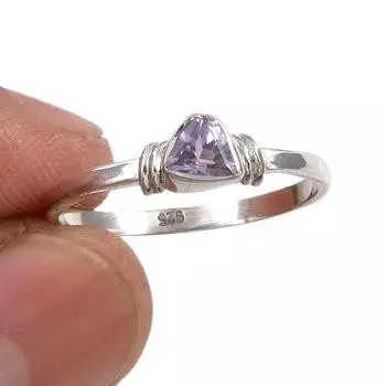 Natural Pink Amethyst Gemstone Handmade 925 Sterling Silver Gift Ring S.10 r6V42