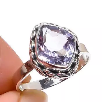Natural Pink Amethyst Gemstone Handmade 925 Sterling Silver Gift Ring S.6 R7A54
