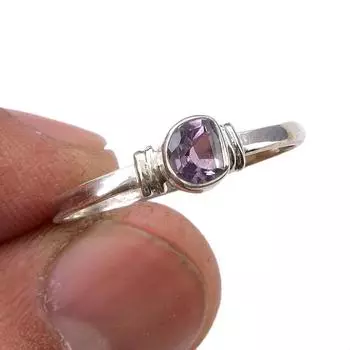 Natural Pink Amethyst Gemstone Handmade 925 Sterling Silver Gift Ring S.10 b5q74