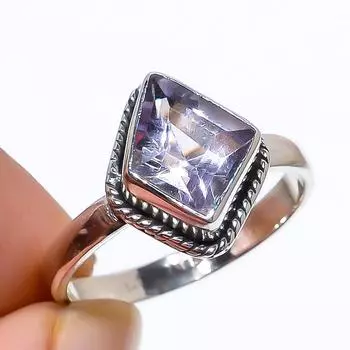 Natural Pink Amethyst Gemstone Handmade 925 Sterling Silver Gift Ring S.8 S0z69