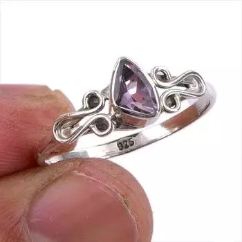 Natural Pink Amethyst Gemstone Handmade 925 Sterling Silver Gift Ring S.10 G7g97