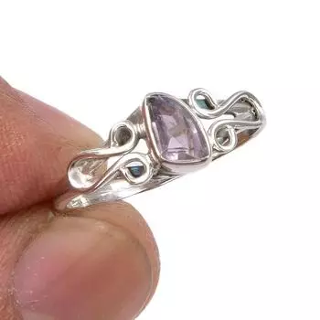 Natural Pink Amethyst Gemstone Handmade 925 Sterling Silver Gift Ring S.6 Y5z75