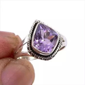 Natural Pink Amethyst Gemstone Handmade 925 Sterling Silver Ring Size 5.5 B9v17