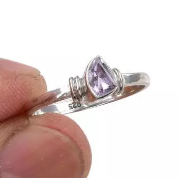 Natural Pink Amethyst Gemstone Handmade 925 Sterling Silver Gift Ring S.7 c5s71