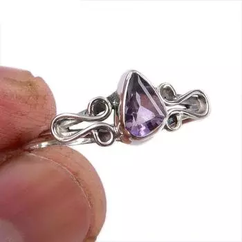 Natural Pink Amethyst Gemstone Handmade 925 Sterling Silver Gift Ring S.10 Q0L59