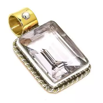 Natural Pink Amethyst TwoTone 925 Solid Sterling Silver Gift Pendant 1.25 r1f85