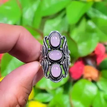 Natural Pink Chalcedony Gemstone 925 Sterling Silver Gift Ring Size 11 S9u71