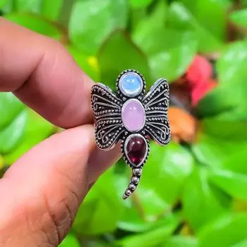 Natural Pink Chalcedony Gemstone 925 Sterling Silver Gift Ring Size 10 s7u54