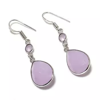 Natural Pink Chalcedony Gemstone 925 Sterling Silver Jewelry Earring 2.01 t8N83