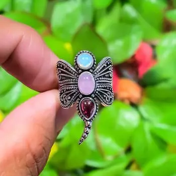 Natural Pink Chalcedony Gemstone 925 Sterling Silver Gift Ring Size 8 u5w72