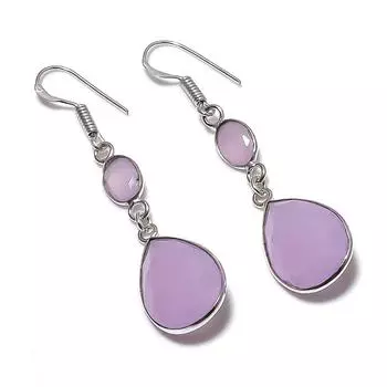 Natural Pink Chalcedony Gemstone 925 Sterling Silver Jewelry Earring 2.17 l0l47