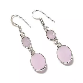 Серьги из стерлингового серебра 925 пробы с натуральным розовым халцедоном 1,89 дюйма A2Y84