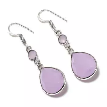 Серьги из стерлингового серебра 925 пробы с натуральным розовым халцедоном 2,05 дюйма J2y24