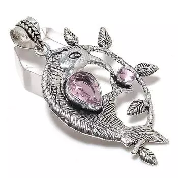 Подвеска из натурального розового кунцита из стерлингового серебра 925 пробы 2,56 дюйма h3b14