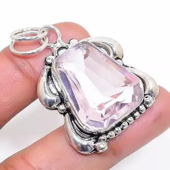 Подвеска из натурального розового кунцита из стерлингового серебра 925 пробы 1,81 дюйма D2Z38