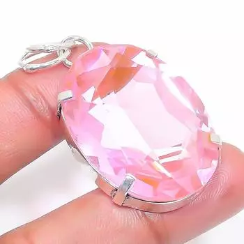 Natural Pink Kunzite Gemstone 925 Sterling Silver Jewelry Pendant 1.97 T9u53