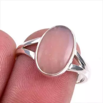 Natural Pink Opal Gemstone 925 Solid Sterling Silver Jewelry Ring Size 8 c5O41