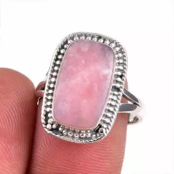 Natural Pink Opal Gemstone 925 Solid Sterling Silver Jewelry Ring Size 7.5 A5k18