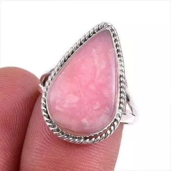 Natural Pink Opal Gemstone 925 Solid Sterling Silver Jewelry Ring Size 7 E0Q99