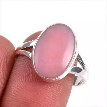 Natural Pink Opal Gemstone 925 Solid Sterling Silver Jewelry Ring Size 8.5 j1n00