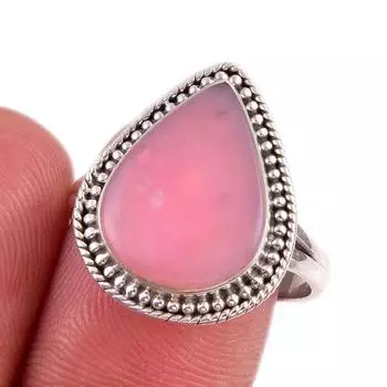 Natural Pink Opal Gemstone 925 Solid Sterling Silver Jewelry Ring Size 8 g0d08