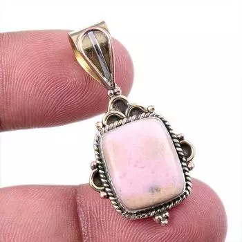 Natural Pink Opal Gemstone 925 Solid Sterling Silver Two Tone Pendant 1.50 A0r29