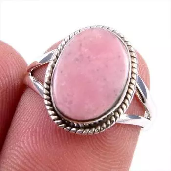 Natural Pink Opal Gemstone 925 Solid Sterling Silver Jewelry Ring Size 6 b2y51