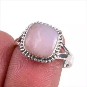 Natural Pink Opal Gemstone 925 Solid Sterling Silver Jewelry Ring Size 8 Z5M51
