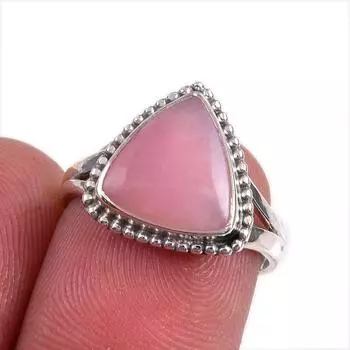 Natural Pink Opal Gemstone 925 Solid Sterling Silver Jewelry Ring Size 6 Z2s84