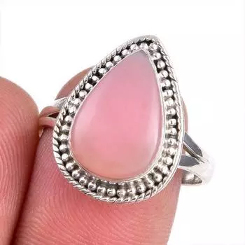 Natural Pink Opal Gemstone 925 Solid Sterling Silver Jewelry Ring Size 8.5 S7E91