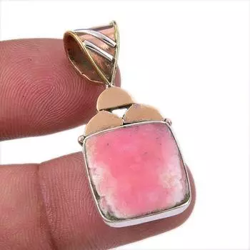 Natural Pink Opal Gemstone 925 Solid Sterling Silver Two Tone Pendant 1.50 a8H90