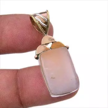 Natural Pink Opal Gemstone 925 Solid Sterling Silver Two Tone Pendant 1.50 r8D99