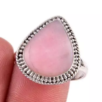 Natural Pink Opal Gemstone 925 Solid Sterling Silver Jewelry Ring Size 9.5 k6L19