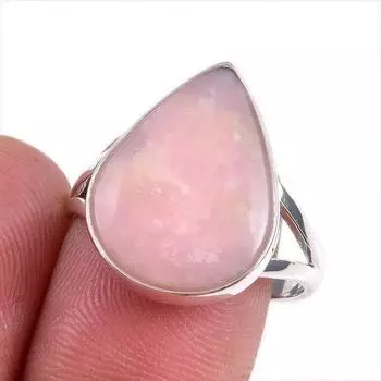 Natural Pink Opal Gemstone 925 Solid Sterling Silver Jewelry Ring Size 8 D8E67