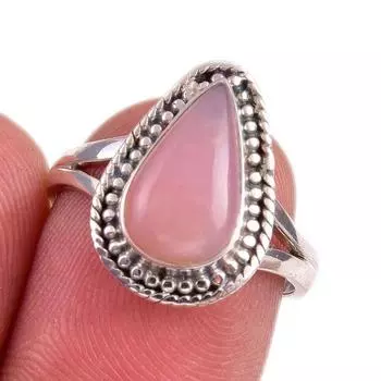 Natural Pink Opal Gemstone 925 Solid Sterling Silver Jewelry Ring Size 6.5 y6n23