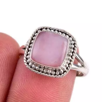 Natural Pink Opal Gemstone 925 Solid Sterling Silver Jewelry Ring Size 8 m3P55