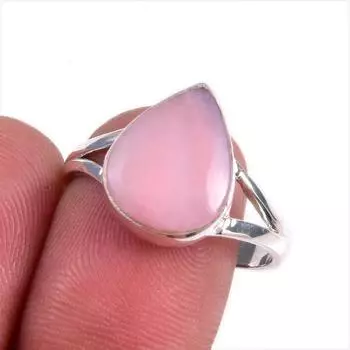 Natural Pink Opal Gemstone 925 Solid Sterling Silver Jewelry Ring Size 9.5 O7d16