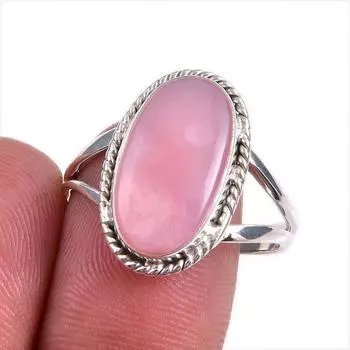 Natural Pink Opal Gemstone 925 Solid Sterling Silver Jewelry Ring Size 9.5 s5J95