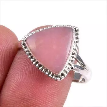 Natural Pink Opal Gemstone 925 Solid Sterling Silver Jewelry Ring Size 9.5 K8T36