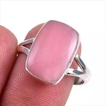 Natural Pink Opal Gemstone 925 Solid Sterling Silver Jewelry Ring Size 8.5 i0n66