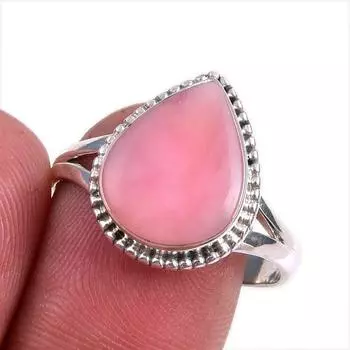 Natural Pink Opal Gemstone 925 Solid Sterling Silver Jewelry Ring Size 9.5 d2O40