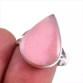 Natural Pink Opal Gemstone 925 Solid Sterling Silver Jewelry Ring Size 9 y8p95