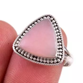 Natural Pink Opal Gemstone 925 Solid Sterling Silver Jewelry Ring Size 7 G6m60