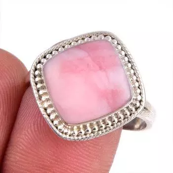 Natural Pink Opal Gemstone 925 Solid Sterling Silver Jewelry Ring Size 10 q9i02