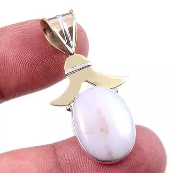 Natural Pink Opal Gemstone 925 Solid Sterling Silver Two Tone Pendant 1.50 l5z36