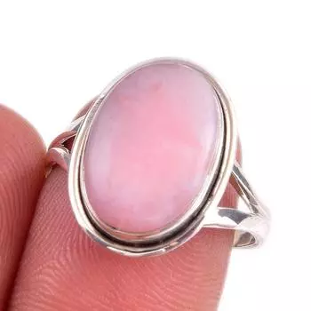 Natural Pink Opal Gemstone 925 Solid Sterling Silver Jewelry Ring Size 8 T8I74